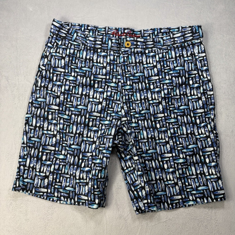 Robert Graham Mens Blue Cotton Chino Shorts Classic Fit Size 34